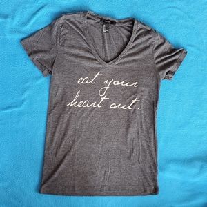 Eat your heart out grey graphic tee